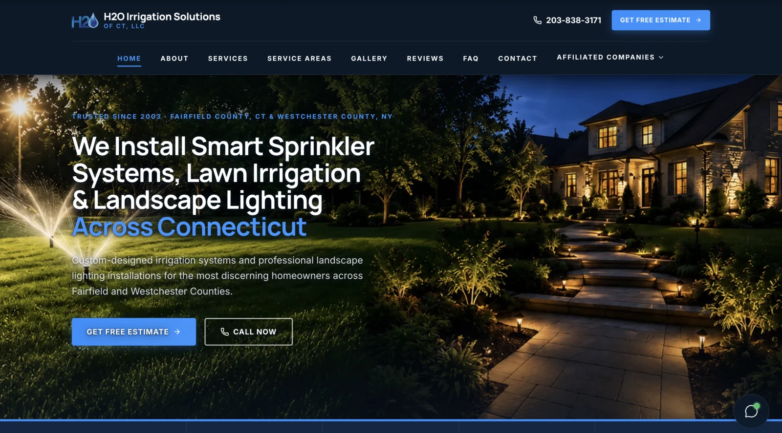 H2O Irrigation Solutions homepage